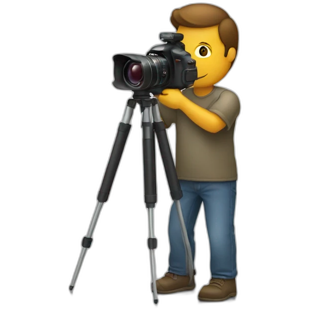 Man standing with a camera filming something like a filmaker emoji