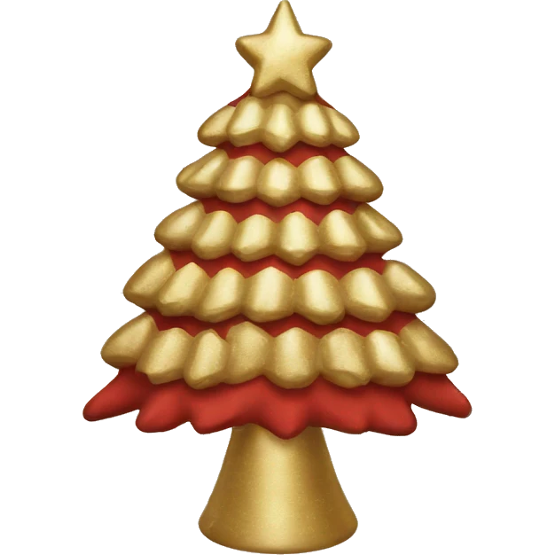 Red, white, gold christmas tree emoji