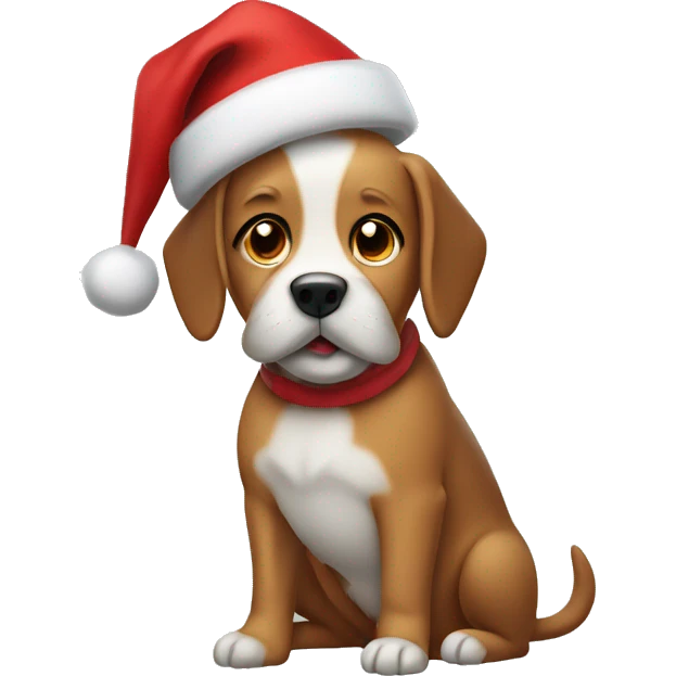 Dog wearing a Christmas’s hat emoji