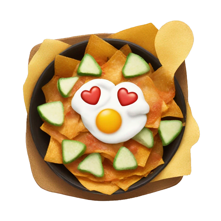 Chilaquiles with red heart eyes emoji