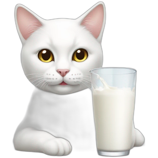 White cat drink milk emoji