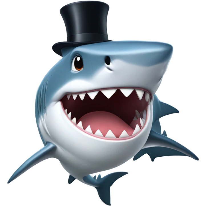 shark singing with a top hat emoji