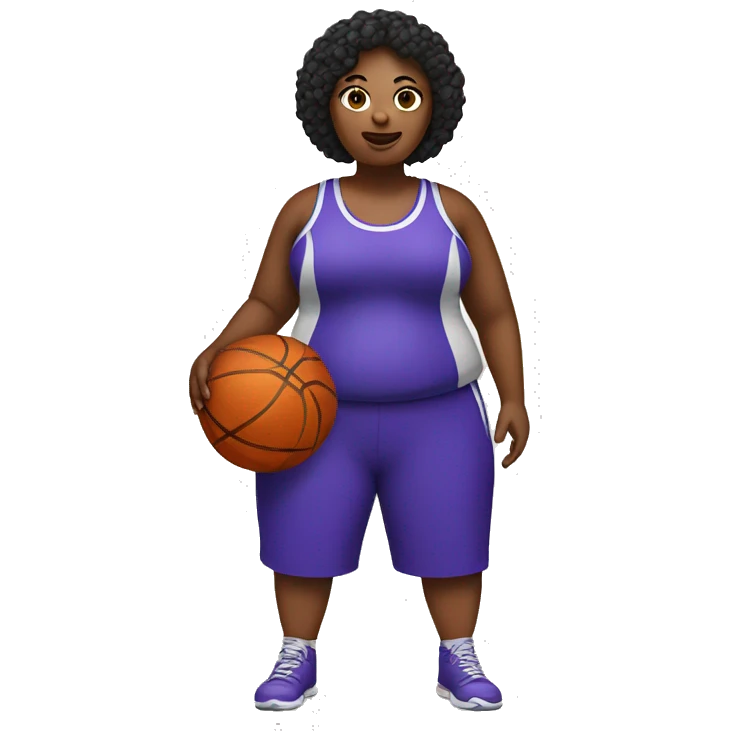 chubby woman with a basketball body emoji