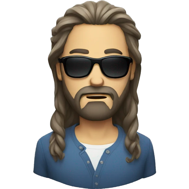 A man with long hair and Beard with sunglass angry emoji