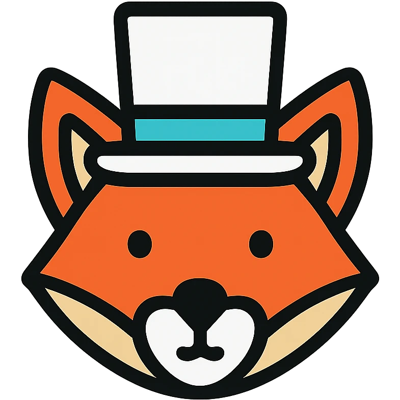 fox wearing a white top hat, lineal color icon style emoji