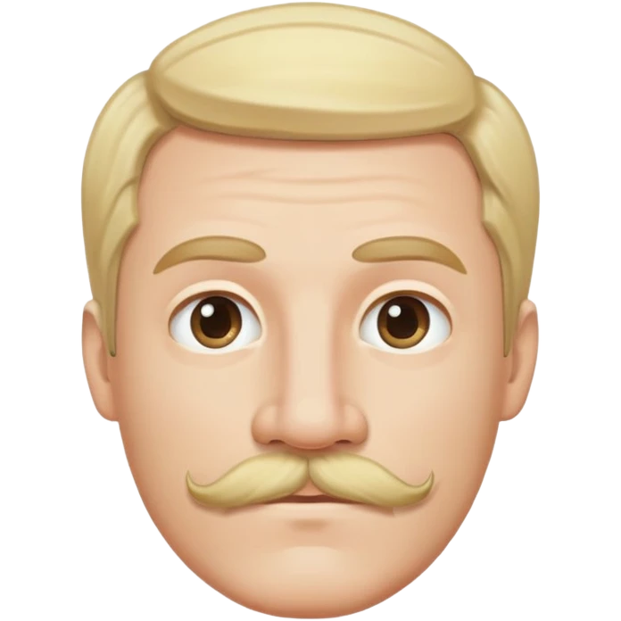 Đàn ông, mặt to, râu mép tóc vàng, cằm dài, mặt đầy đặn emoji