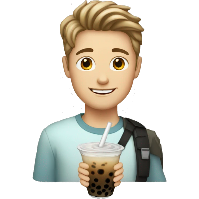 white boy with boba tea emoji
