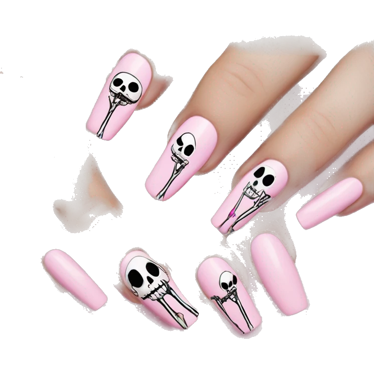Skeleton hands bones with pink polish nails  emoji