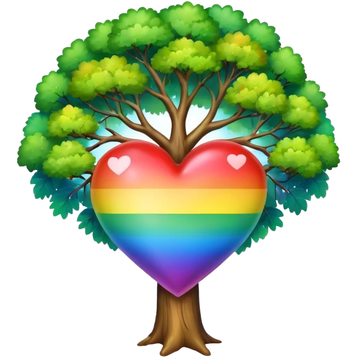 heart with rainbow gradient and tree emoji