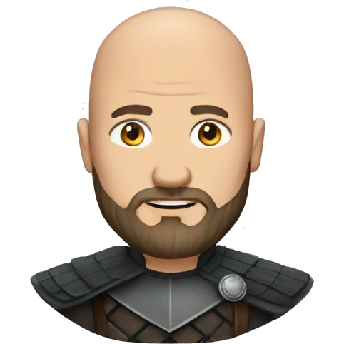 Bald man with beard in game of thrones outfit  emoji