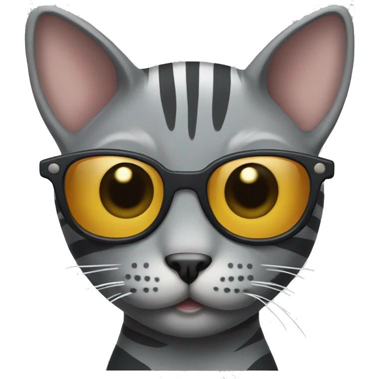 Skinny gray cat with stripes and sunglasses  emoji