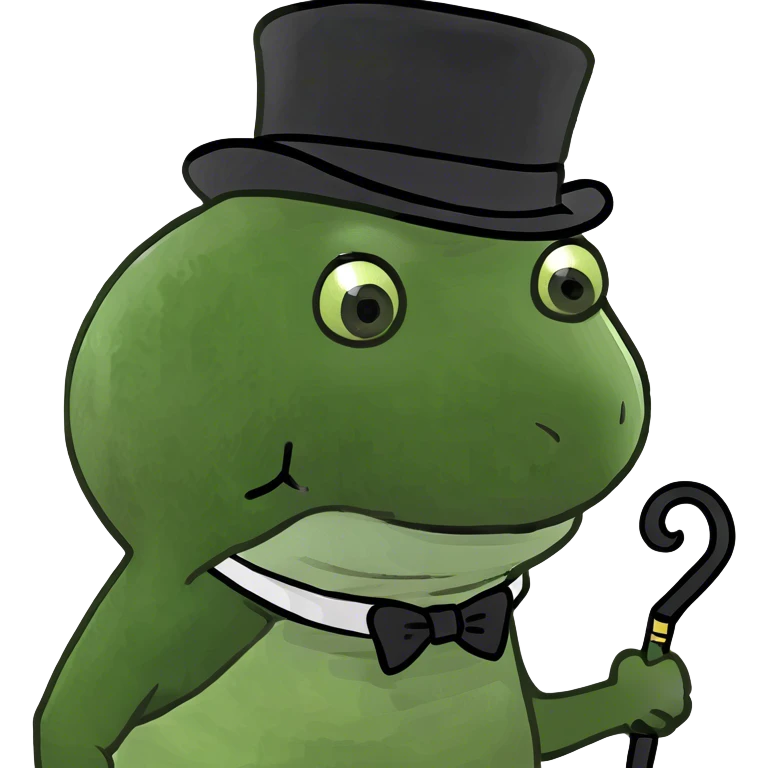 Axolotl wearing a toupee and a top hat holding a black cane emoji