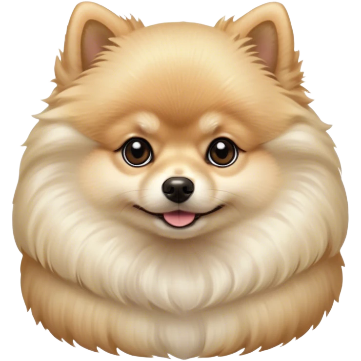Cinematic Noble Cream Pomeranian Portrait Emoji, Poised and regal, with a compact, fluffy build and a pristine, well-groomed cream Fur, deep-set soulful dark eyes, Simplified yet sharp and sophisticated features, highly detailed, glowing with a soft, dignified glow, high shine, intelligent and spirited, stylized with an air of elegance, focused and attentive, soft glowing outline, capturing the essence of a watchful and confident companion, so majestic it feels as though it could prance out of the screen with effortless authority! emoji