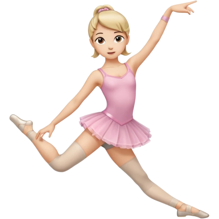 Una chica con vestuario de bailarina urbana con las piernas flexionadas, el dedo índice en la boca, el tren superior inclinado hacia la izquierda y con la cadera proyectada hacia la izquierda emoji