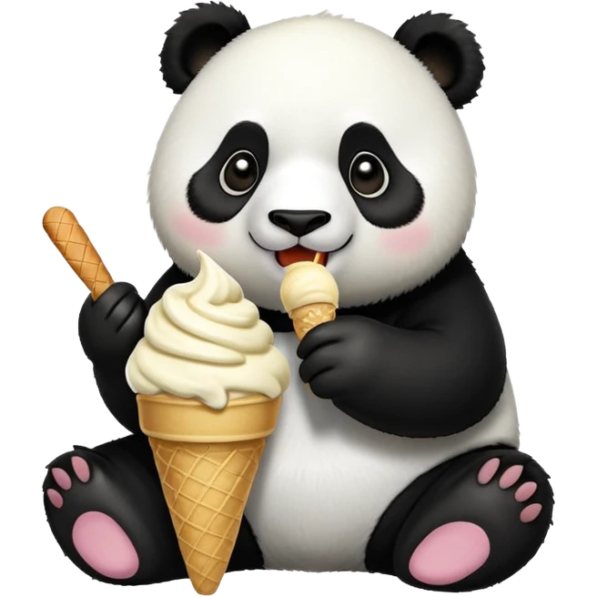 Panda eating ice cream emoji