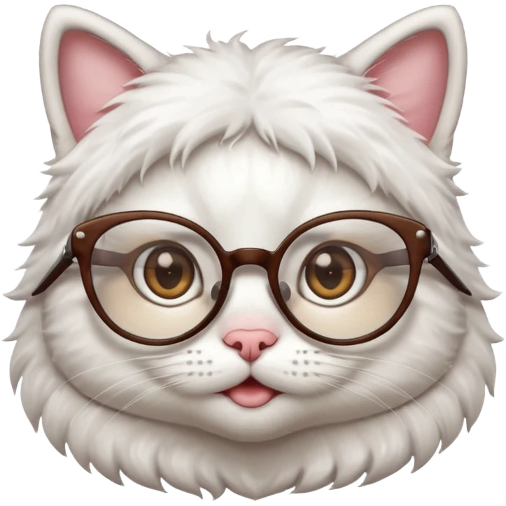cute girl cat with big glasses emoji