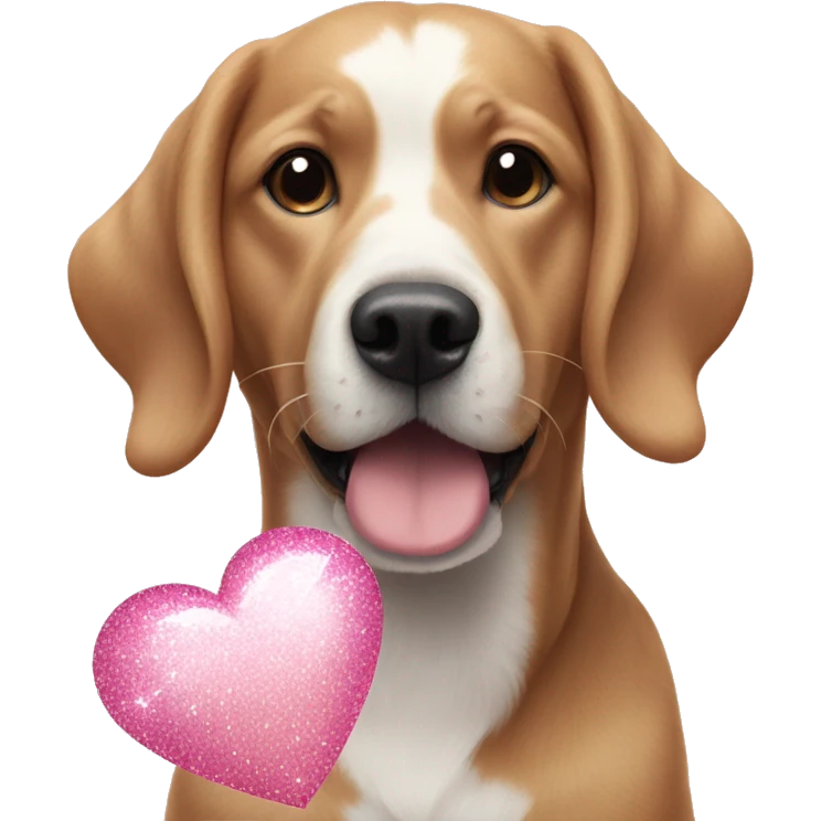 light pink sparkly heart next to dog emoji