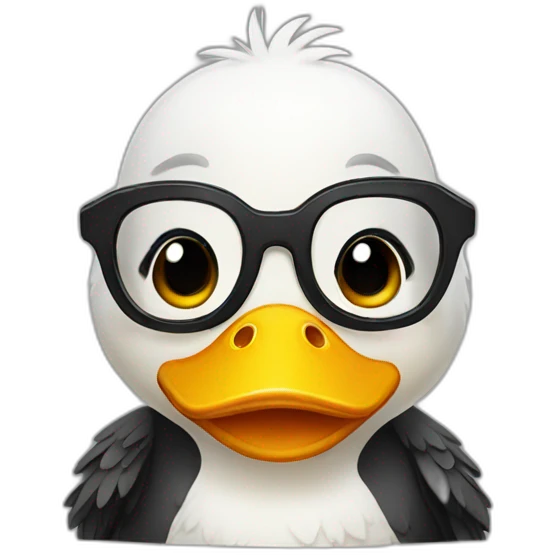 Cute duck glasses with black hair emoji