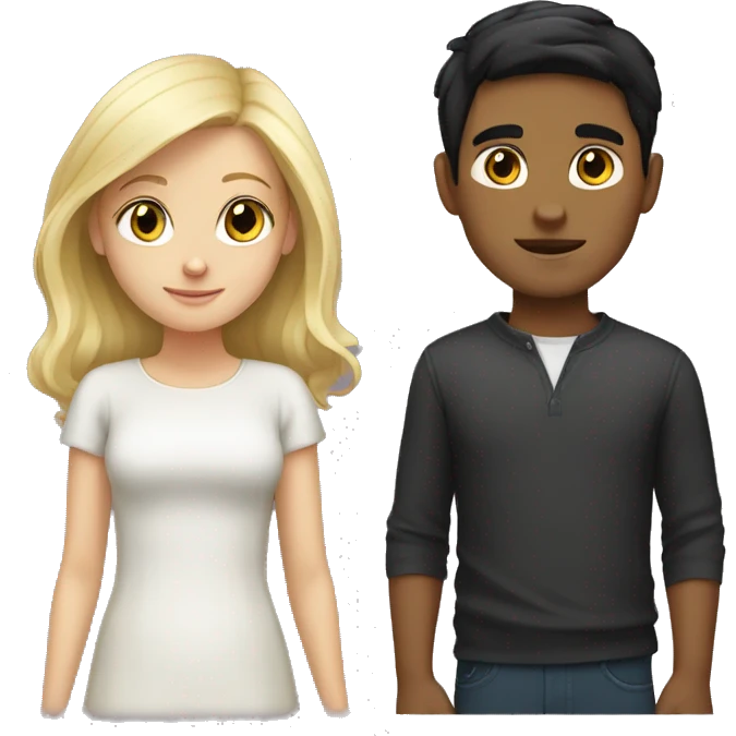 Blonde girl and dark hair boy emoji