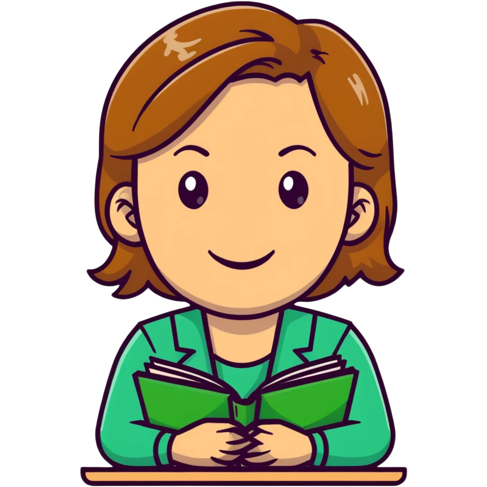 happy teacher with light brown hair and green eyes emoji