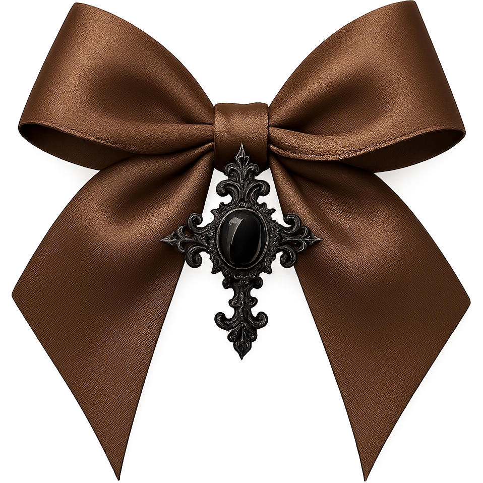 brown bow with goth ornament, remove background emoji