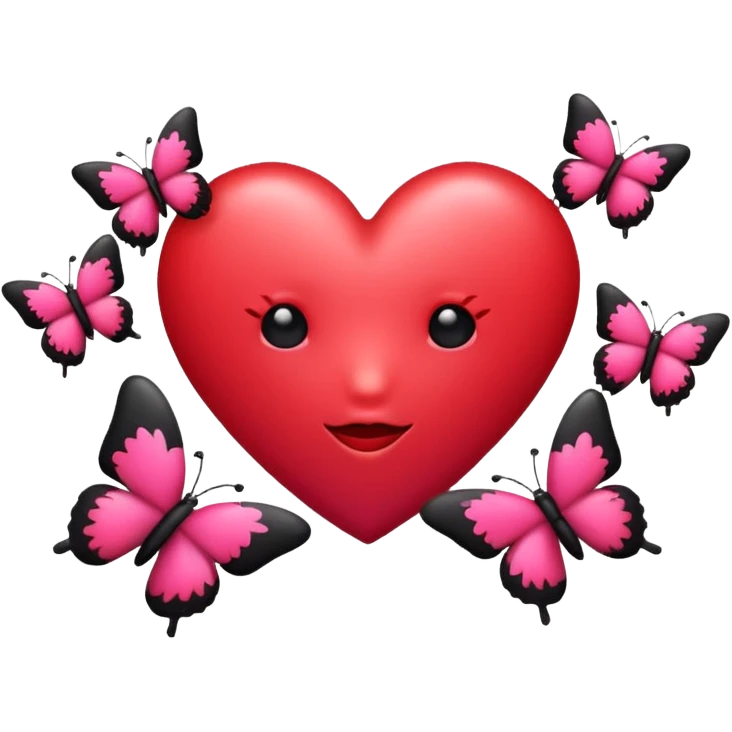 Really cool heart emoji for my sick girlfriend that’s mainly  red & black. With just tiny hot pink butterflies on it.  emoji