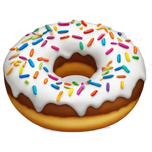 Donut with white frosting and rainbow sprinkles emoji