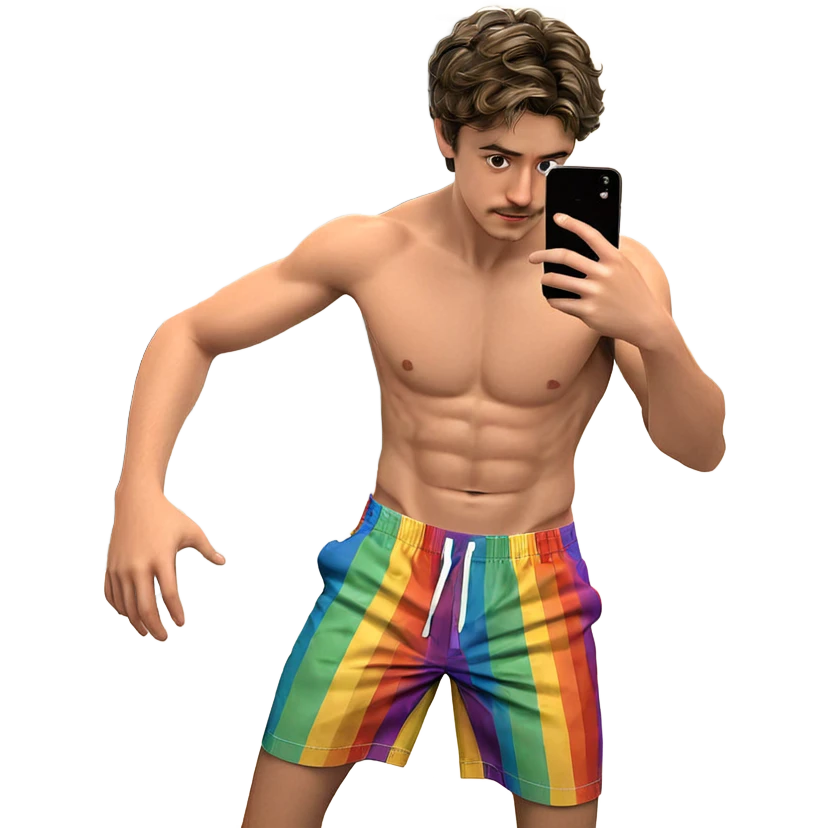 topless boy in bathroom mirror emoji