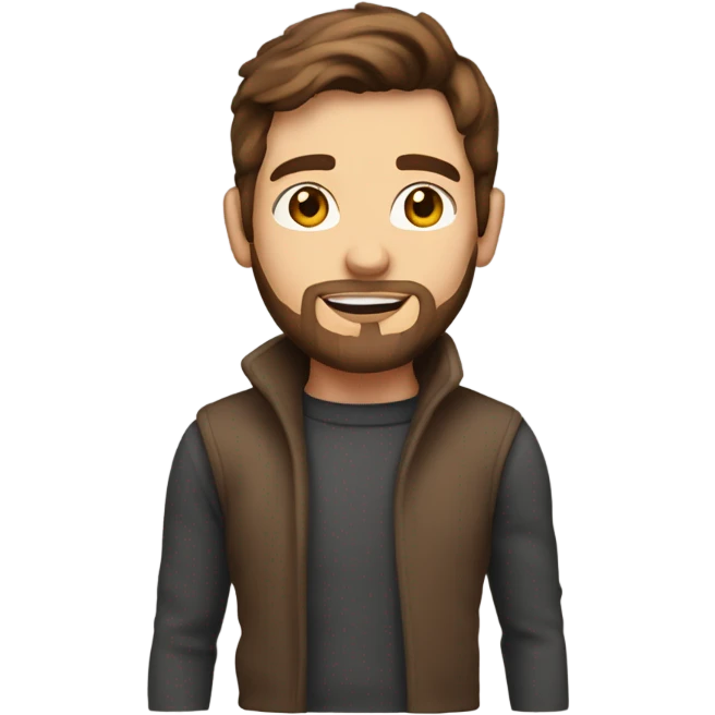Boy developer with brown hair and beard in turtleneck sweater emoji