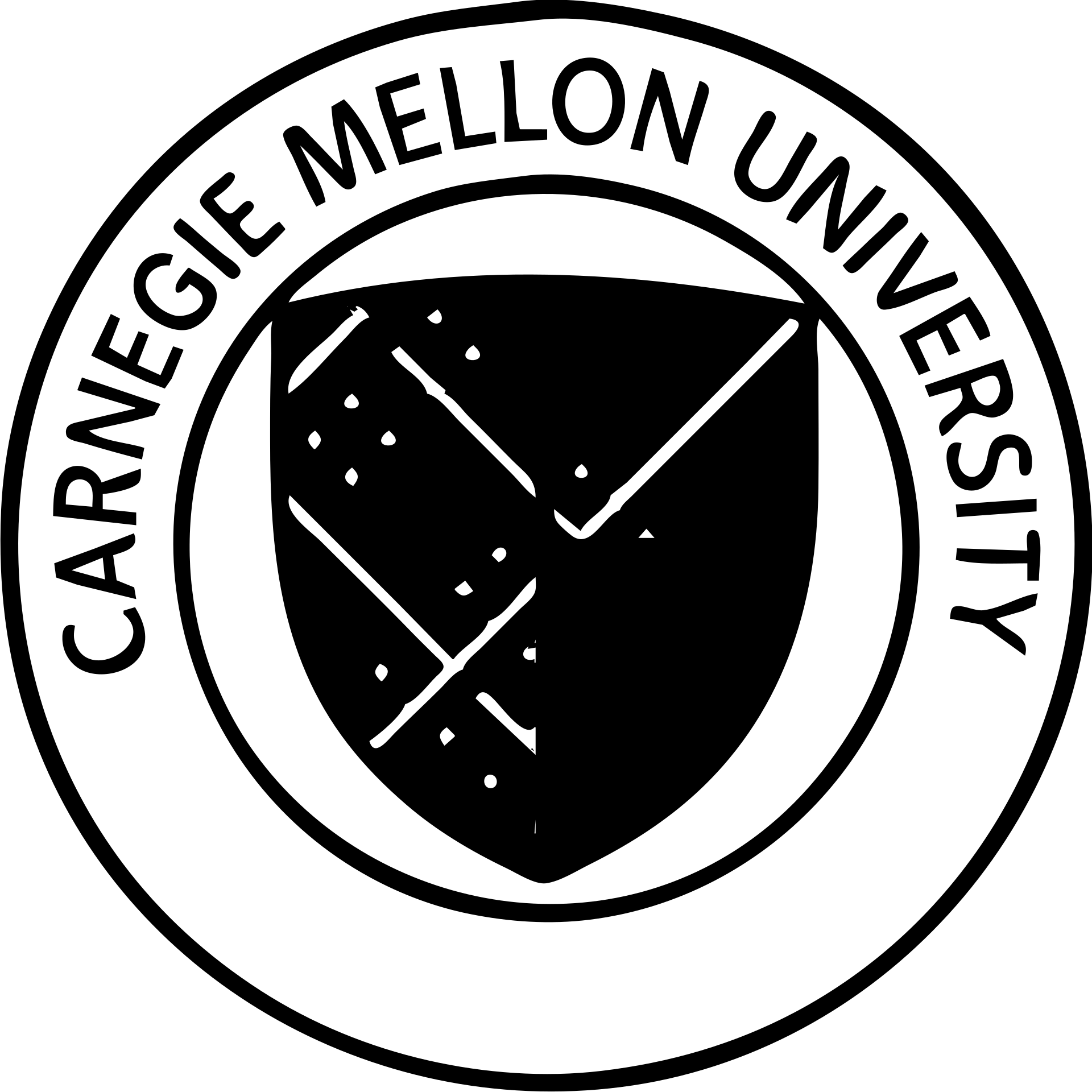 Change the tartan colorway of the Carnegie Mellon University school seal to a different tartan pattern, keep the 'Carnegie Mellon University' text and classic emblem style, no background. emoji