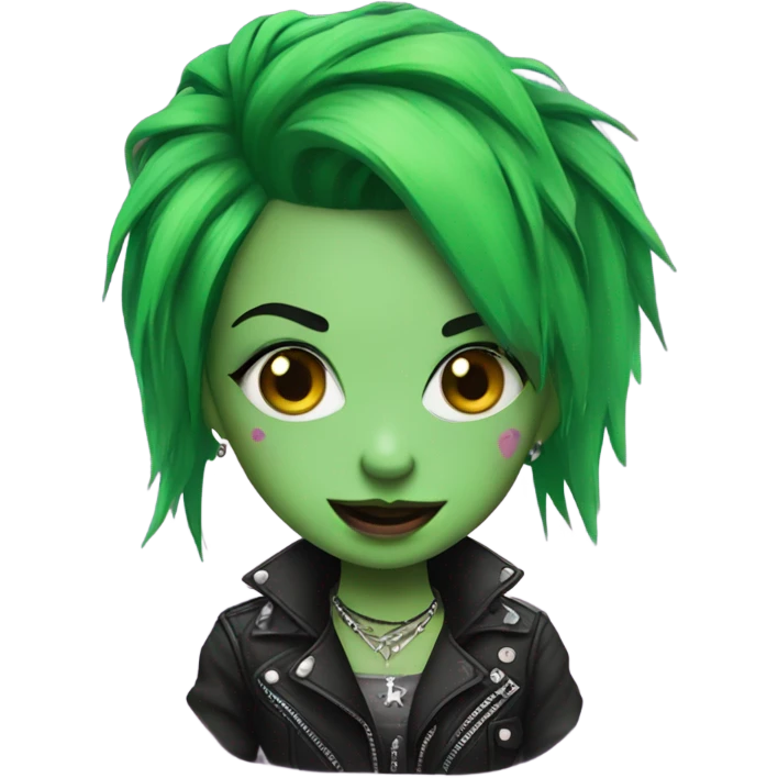 punk girl with piercings and green hair emoji