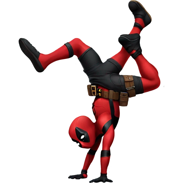Deadpool doing a handstand emoji