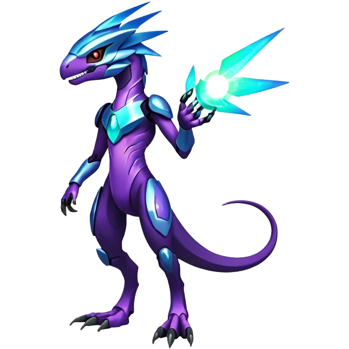 Shiny Nebula Futuristic Fakemon-Pokemon-Digimon-Spectrobes-Raptor-fusion, full body emoji