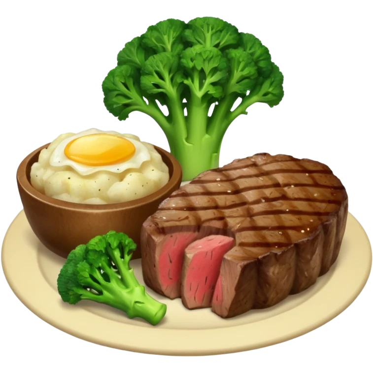 Steak and potatoes with broccoli  emoji