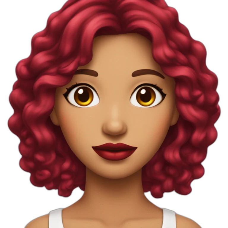 mujer cabello ondulado rojo labios rojos emoji