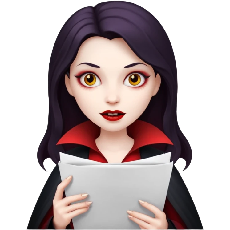 Woman vampire holding papers emoji