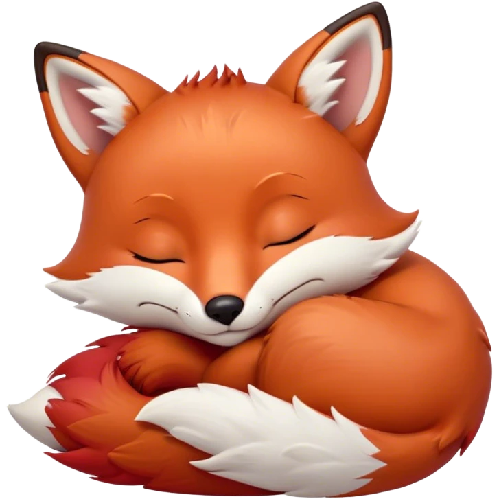 Meme-Worthy Cute Sleeping Fox Portrait Emoji, Head resting peacefully with a contented smile, showcasing a lithe build and a luxuriously soft red Fur with gentle white accents, eyes shut in a serene, restful nap, Simplified yet hilariously adorable features, highly detailed, glowing with a soft, drowsy light, high shine, relaxed and utterly lovable, stylized with an air of playful laziness, bright and heartwarming, soft glowing outline, capturing the essence of a comically sleepy fox, so meme-worthy it feels like it could instantly become the next viral sensation of adorable woodland slumber! emoji