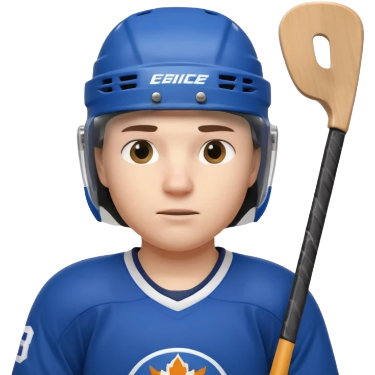 ice hockey player portrait, head and shoulders only, wearing hockey helmet with visor, team jersey collar, holding hockey stick near shoulder, focused competitive expression, 3D cartoon style, mobile game icon style, clean background, no text, no watermark

 emoji