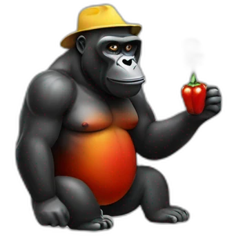 a gorilla smoking hot chili peppers emoji