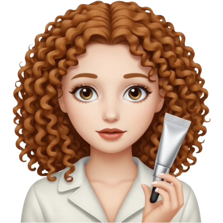 longer curly hair, and pretty withe makeup on giving clean girl vibes emoji