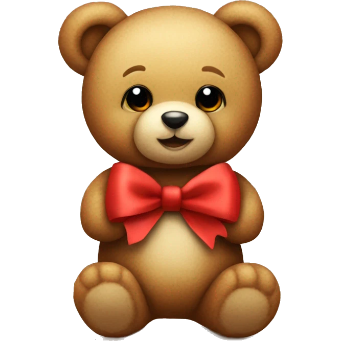 Cute teddy bear with red bow emoji
