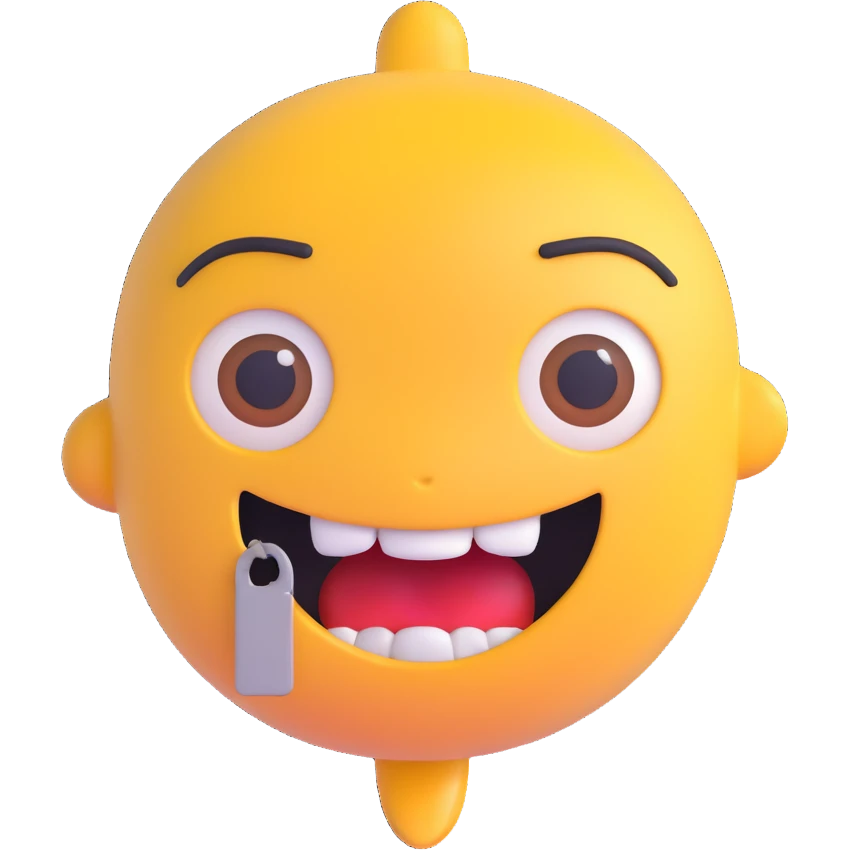 zipper mouth emoji, slightly worried expression, simple, clear emoji