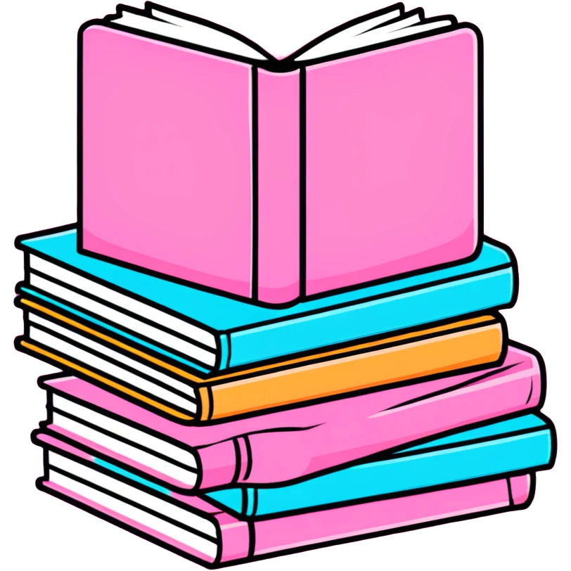 pink books cartoon sticker emoji