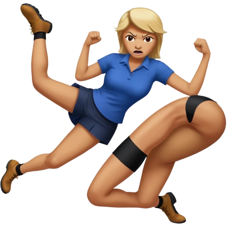 woman kicking donald trump between his legs emoji