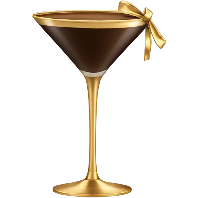 gold rimmed espresso martini glass with gold bow emoji