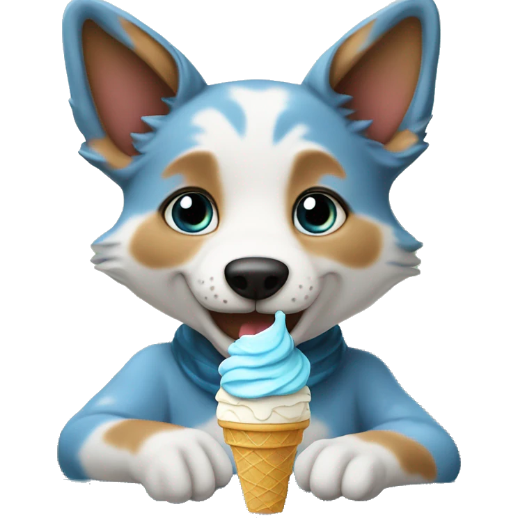 Blue healer, eating ice cream ￼ emoji