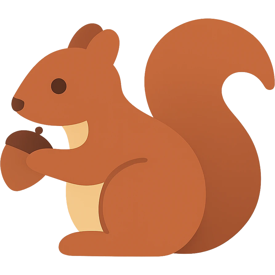 flat design style squirrel eating emoji