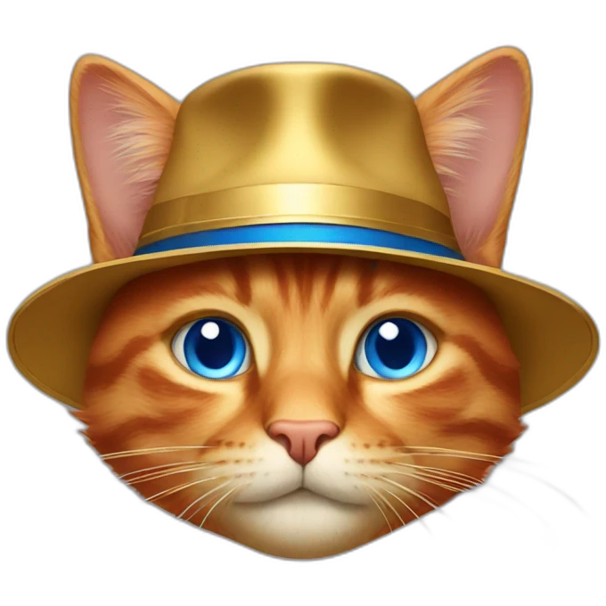 red cat with gold hat and blue eyes emoji