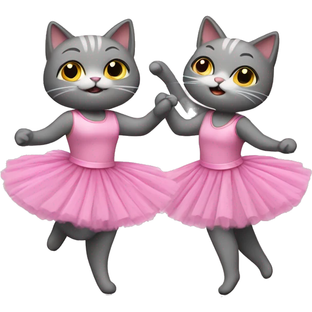 two girl cats dancing tutus on emoji