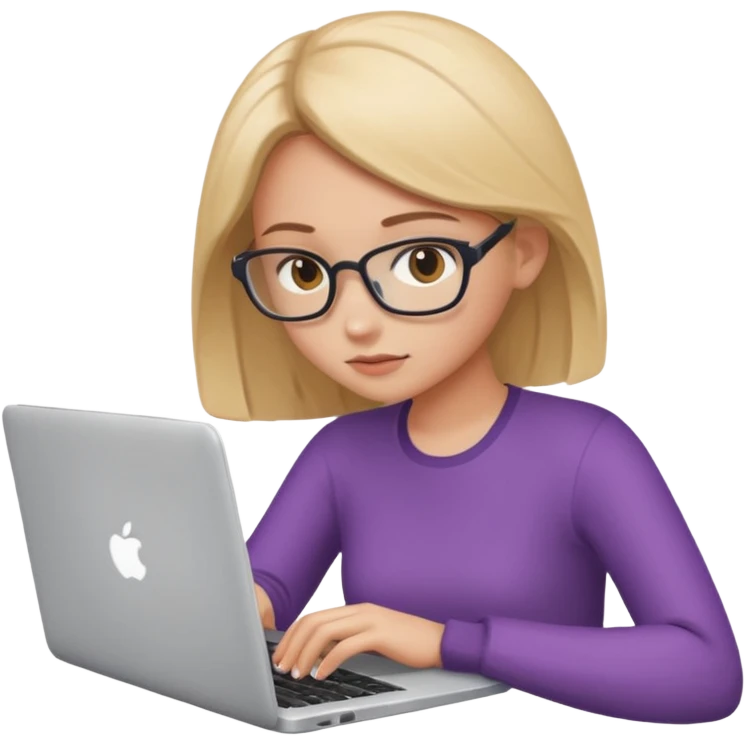 create an emoji where a girl is reading or working on laptop for focus task emoji